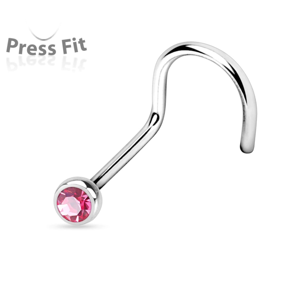 Surgical Steel Nose Stud With Colored Jewel